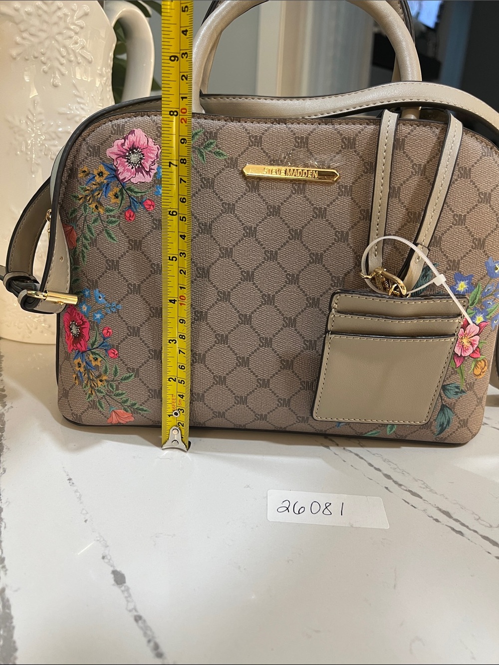 Steve Madden Beige Floral-Embroidered Dome Satchel - Picture 11 of 16